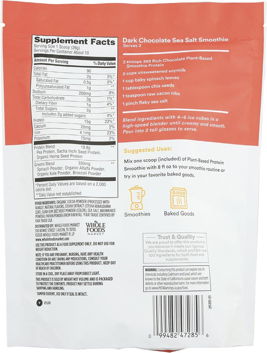 365 by Whole Foods Market, Protein Smoothie Plant Rich Chocolate Ca Only, 9 Ounce