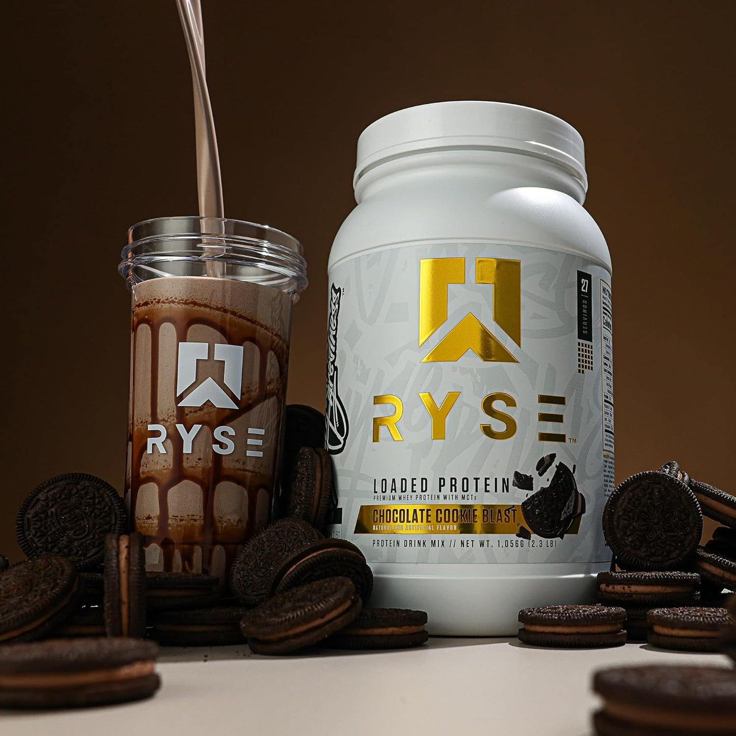 RYSE Loaded Protein Powder - Cinnamon Toast - 25g Whey Protein Isolate & Concentrate with Prebiotic Fiber & MCTs - Low Carb, Low Sugar, Digestive-Friendly - 20 Servings / 1.5 lb Tub