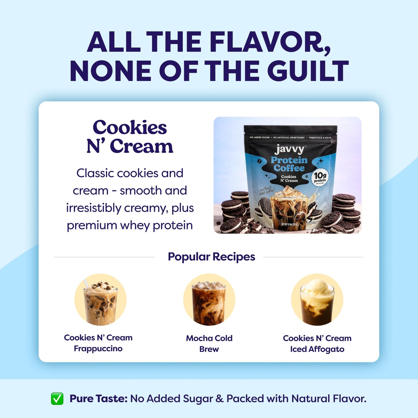 Javvy Protein Iced Coffee - Premium Whey Protein & Iced Coffees, 100% Natural Cold Brew, Zero Artificial Flavors & Sweeteners, 80mg Caffeine, No Added Sugar, 20 Servings, Caramel, 1 Pack