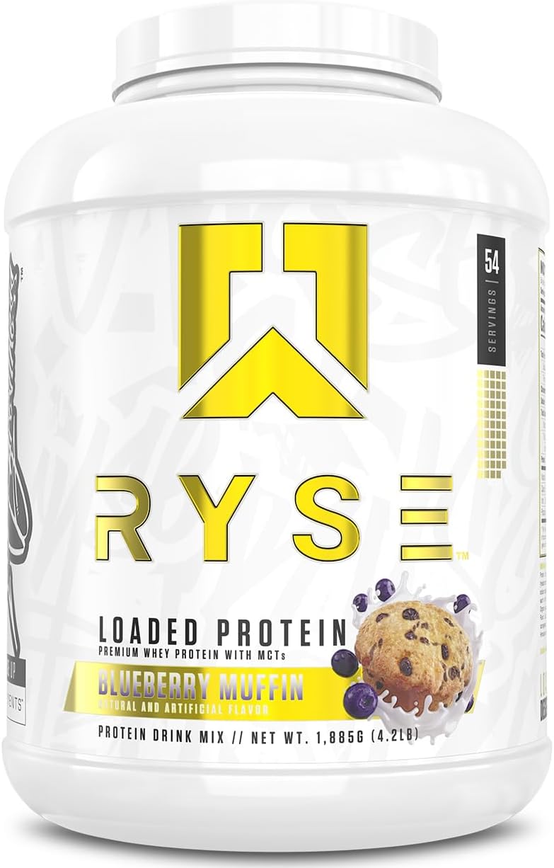 RYSE Loaded Protein Powder - Cinnamon Toast - 25g Whey Protein Isolate & Concentrate with Prebiotic Fiber & MCTs - Low Carb, Low Sugar, Digestive-Friendly - 20 Servings / 1.5 lb Tub