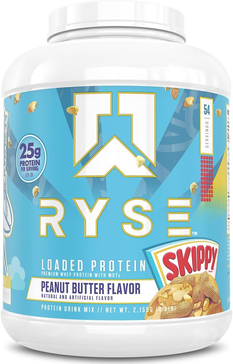 RYSE Loaded Protein Powder - Cinnamon Toast - 25g Whey Protein Isolate & Concentrate with Prebiotic Fiber & MCTs - Low Carb, Low Sugar, Digestive-Friendly - 20 Servings / 1.5 lb Tub