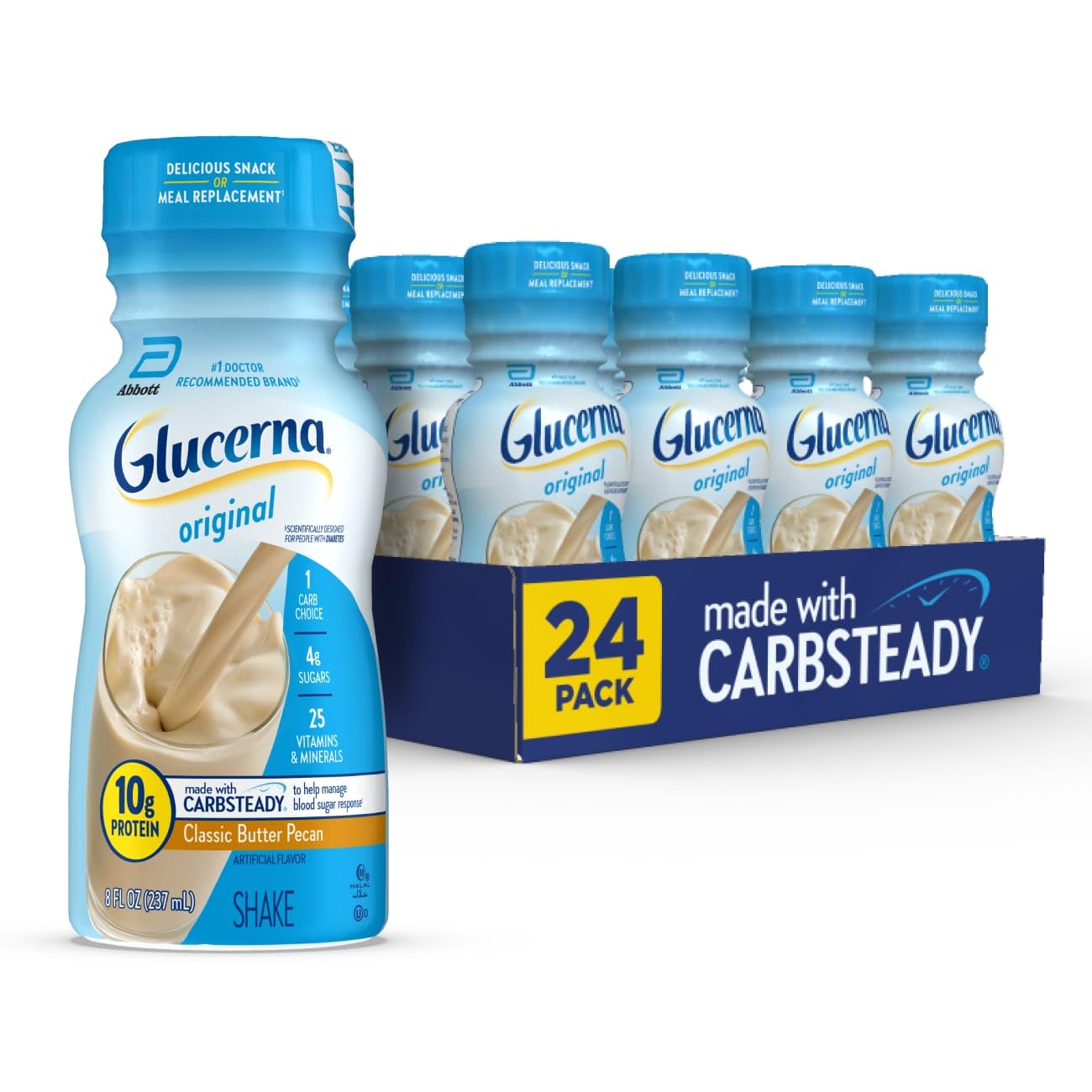 Glucerna Original Nutrition Shake to Support Blood Sugar Management | Diabetes Care Shake, 10g Protein, Ready-to-Drink Meal or Snack Replacement for Adults, 180 Calories, Vanilla, 24 Pack