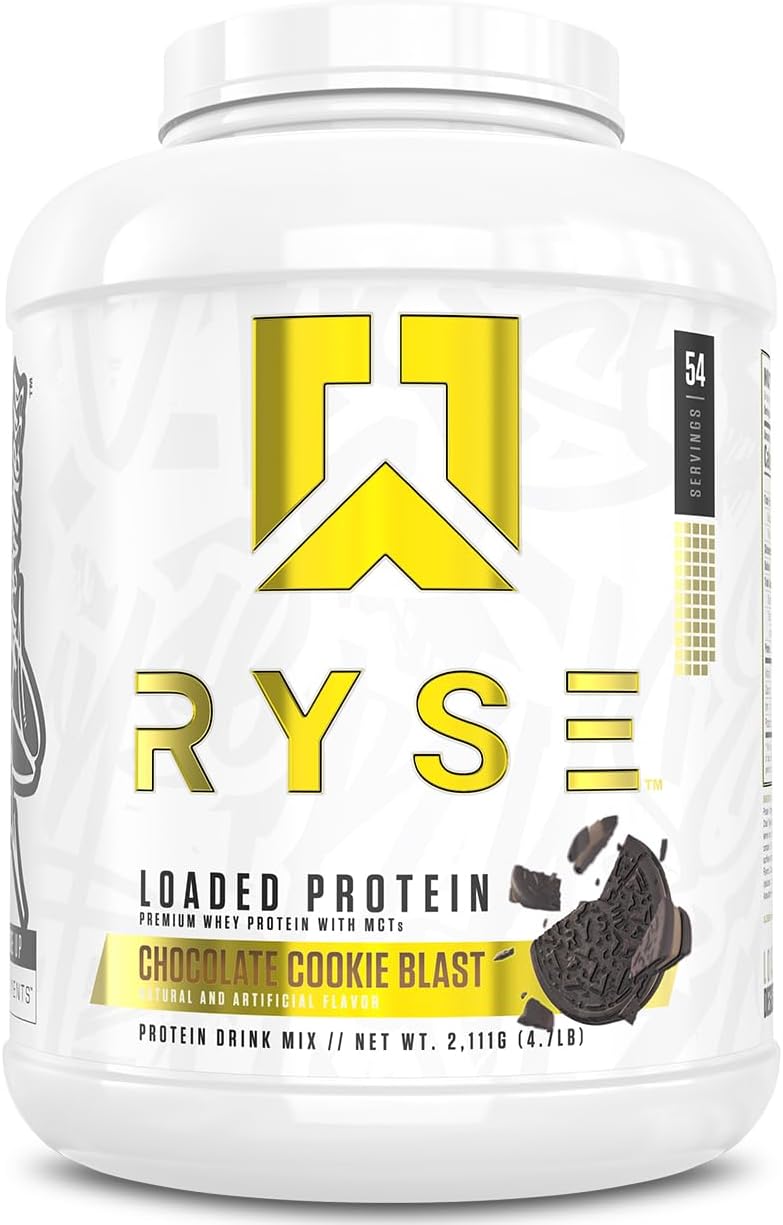 RYSE Loaded Protein Powder - Cinnamon Toast - 25g Whey Protein Isolate & Concentrate with Prebiotic Fiber & MCTs - Low Carb, Low Sugar, Digestive-Friendly - 20 Servings / 1.5 lb Tub