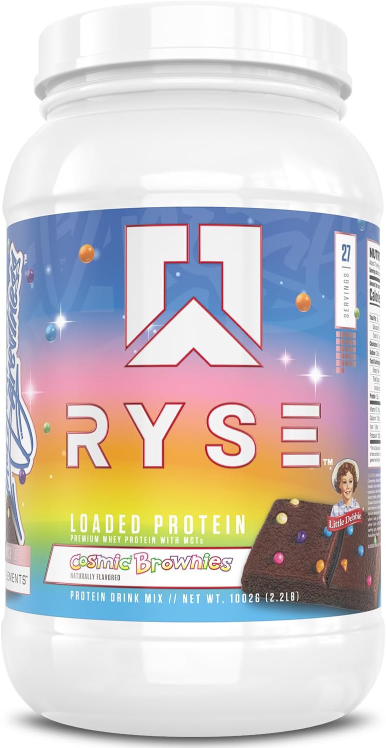 RYSE Loaded Protein Powder - Cinnamon Toast - 25g Whey Protein Isolate & Concentrate with Prebiotic Fiber & MCTs - Low Carb, Low Sugar, Digestive-Friendly - 20 Servings / 1.5 lb Tub