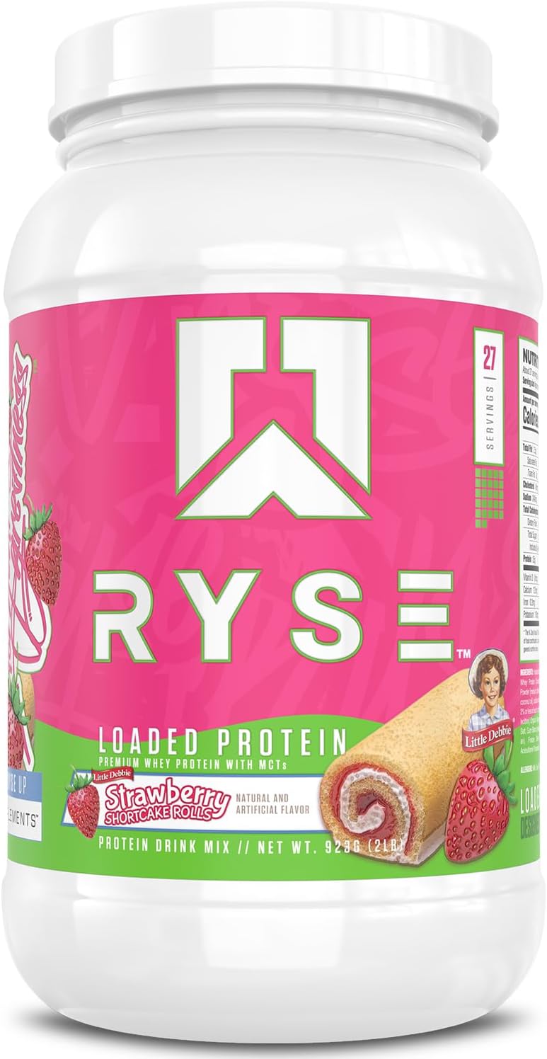 RYSE Loaded Protein Powder - Cinnamon Toast - 25g Whey Protein Isolate & Concentrate with Prebiotic Fiber & MCTs - Low Carb, Low Sugar, Digestive-Friendly - 20 Servings / 1.5 lb Tub