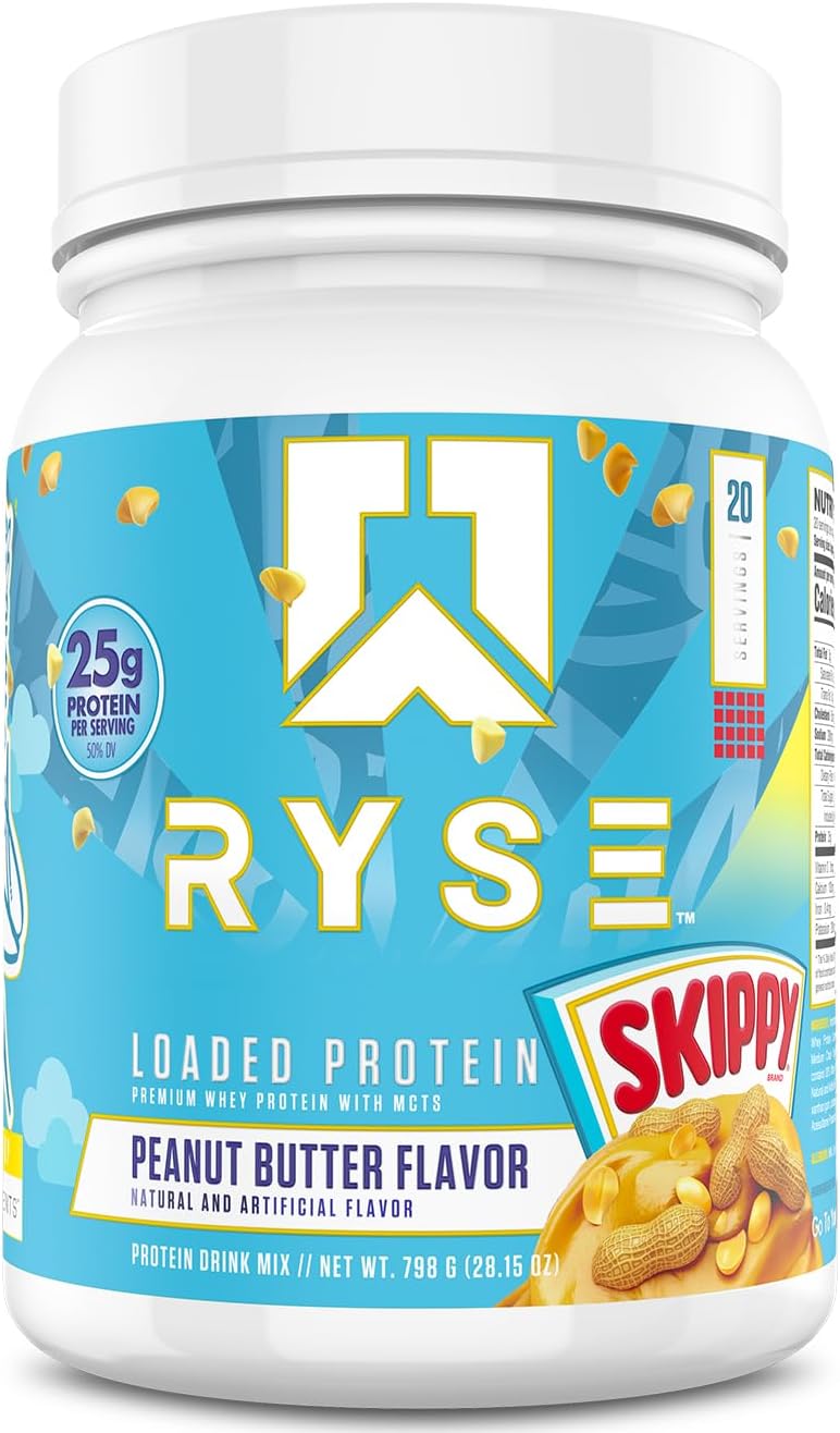 RYSE Loaded Protein Powder - Cinnamon Toast - 25g Whey Protein Isolate & Concentrate with Prebiotic Fiber & MCTs - Low Carb, Low Sugar, Digestive-Friendly - 20 Servings / 1.5 lb Tub