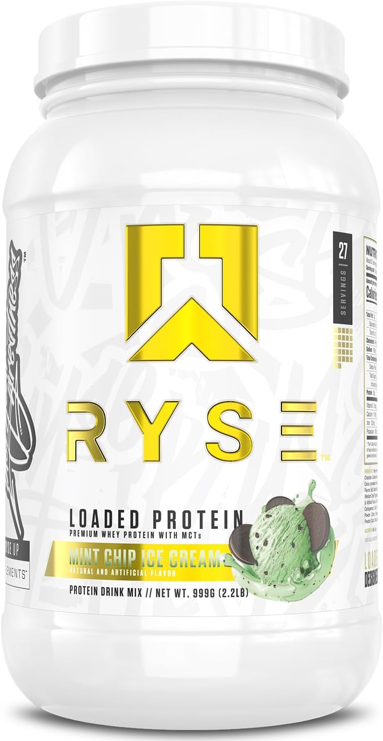 RYSE Loaded Protein Powder - Cinnamon Toast - 25g Whey Protein Isolate & Concentrate with Prebiotic Fiber & MCTs - Low Carb, Low Sugar, Digestive-Friendly - 20 Servings / 1.5 lb Tub