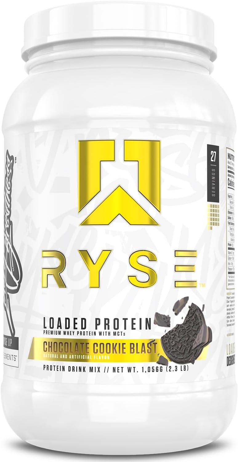 RYSE Loaded Protein Powder - Cinnamon Toast - 25g Whey Protein Isolate & Concentrate with Prebiotic Fiber & MCTs - Low Carb, Low Sugar, Digestive-Friendly - 20 Servings / 1.5 lb Tub