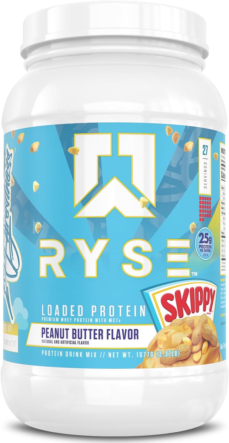 RYSE Loaded Protein Powder - Cinnamon Toast - 25g Whey Protein Isolate & Concentrate with Prebiotic Fiber & MCTs - Low Carb, Low Sugar, Digestive-Friendly - 20 Servings / 1.5 lb Tub