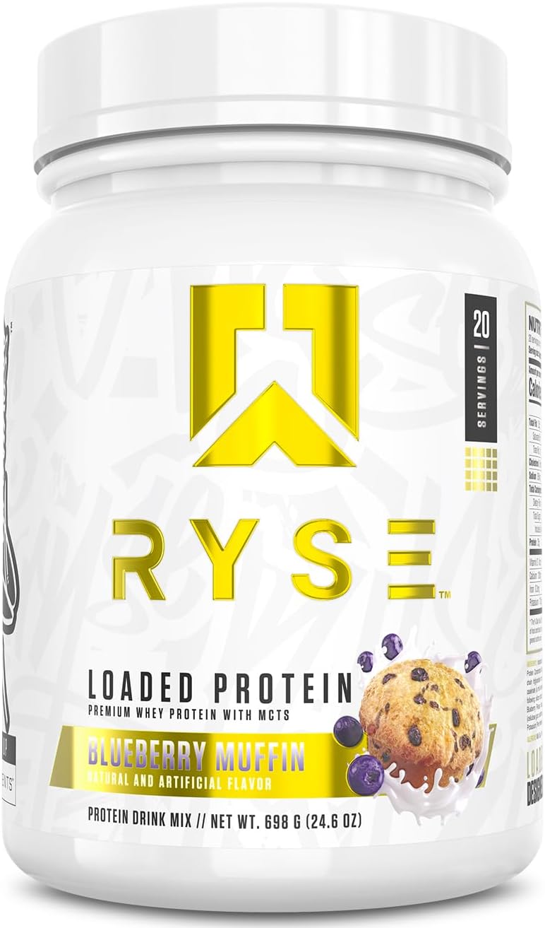 RYSE Loaded Protein Powder - Cinnamon Toast - 25g Whey Protein Isolate & Concentrate with Prebiotic Fiber & MCTs - Low Carb, Low Sugar, Digestive-Friendly - 20 Servings / 1.5 lb Tub