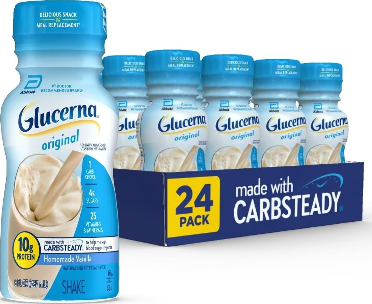 Glucerna Original Nutrition Shake to Support Blood Sugar Management | Diabetes Care Shake, 10g Protein, Ready-to-Drink Meal or Snack Replacement for Adults, 180 Calories, Vanilla, 24 Pack