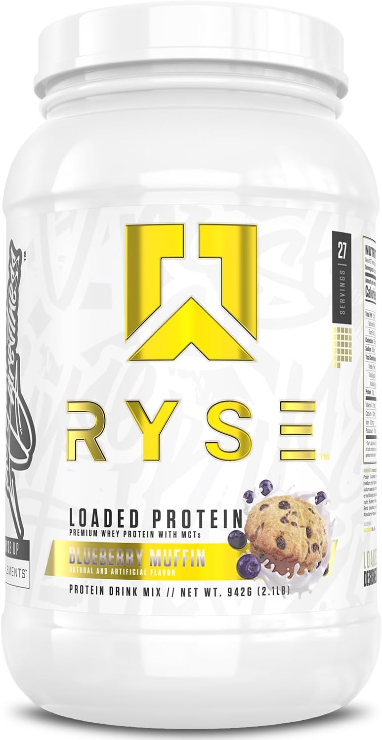 RYSE Loaded Protein Powder - Cinnamon Toast - 25g Whey Protein Isolate & Concentrate with Prebiotic Fiber & MCTs - Low Carb, Low Sugar, Digestive-Friendly - 20 Servings / 1.5 lb Tub