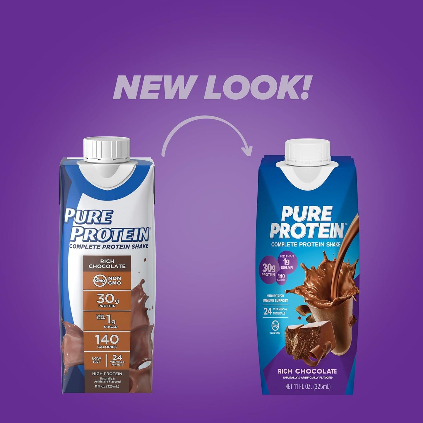 Pure Protein Chocolate Protein Shake, 30g Complete Protein, Ready to Drink and Keto-Friendly, Vitamins A, C, D, and E plus Zinc to Support Immune Health, 11oz Bottles, 12 Pack | Ready to Drink and Keto-Friendly, Vitamins A, C, D, and E plus Zinc to Suppor