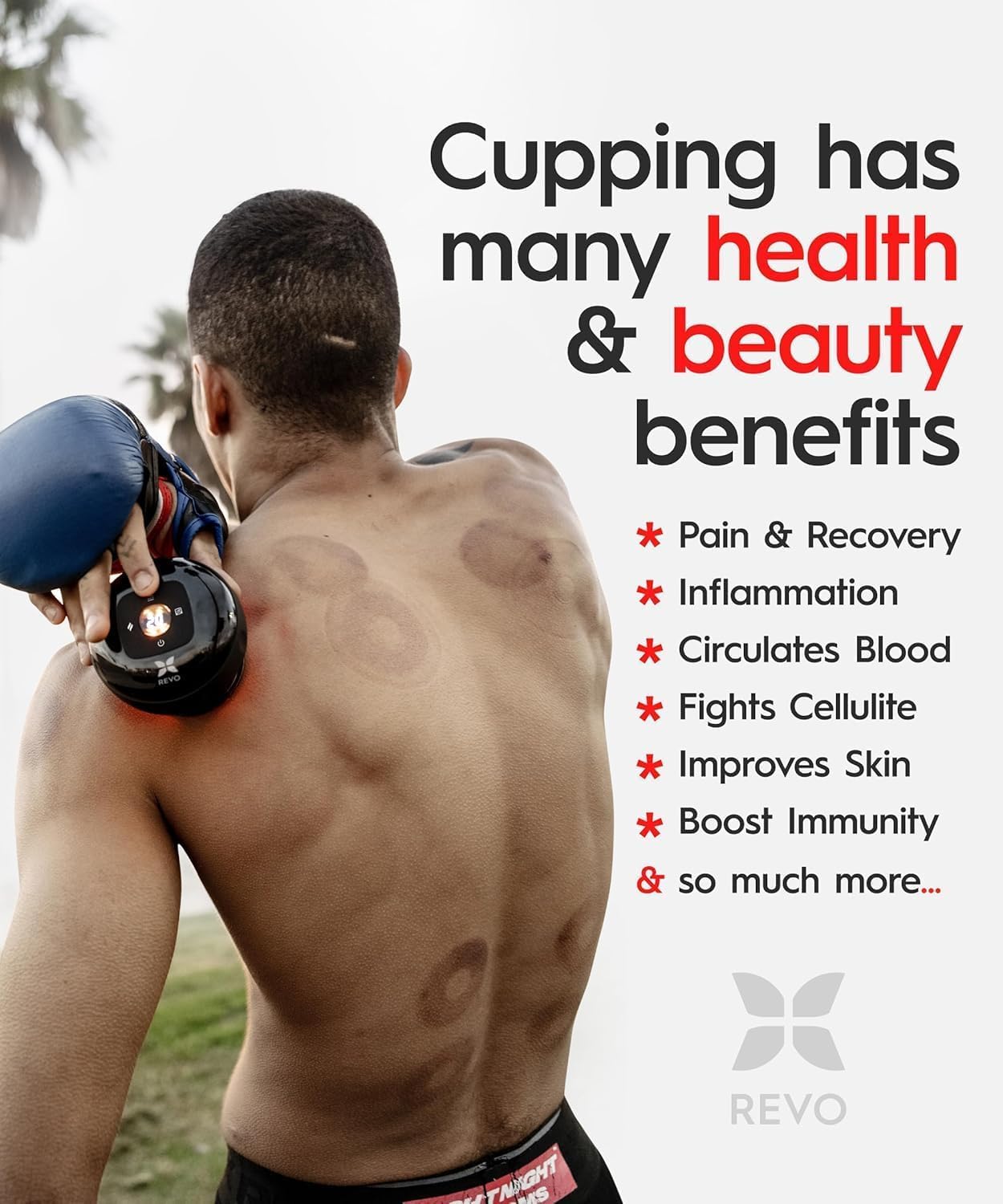 REVO The Original 4-in-1 Smart Cupping Therapy Massager, Red Light Therapy for Targeted Pain Relief, Knots, Aches, Muscle Soreness, Circulation & Tighter Skin, Portable Electric Massager- 2 Pack