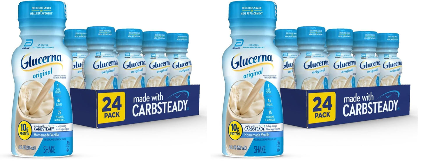 Glucerna Original Nutrition Shake to Support Blood Sugar Management | Diabetes Care Shake, 10g Protein, Ready-to-Drink Meal or Snack Replacement for Adults, 180 Calories, Vanilla, 24 Pack