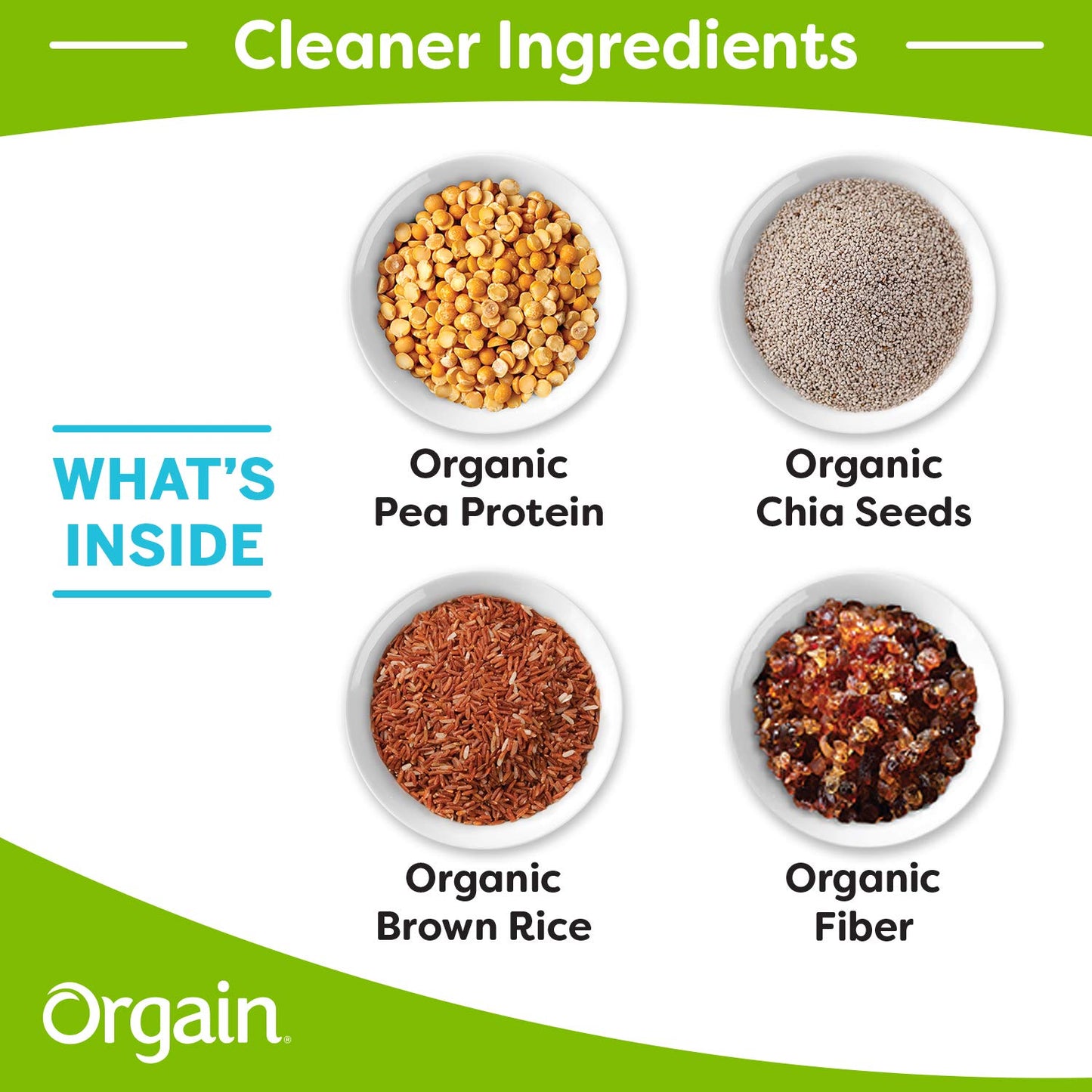 Orgain Organic Plant Based Protein Powder, Vanilla Bean - Vegan, Low Net Carbs, Non Dairy, Gluten Free, Lactose Free, No Sugar Added, Soy Free, Kosher, Non-GMO, 2.03 Pound