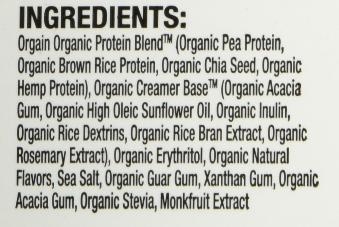 Orgain Organic Plant Based Protein Powder, Vanilla Bean - Vegan, Low Net Carbs, Non Dairy, Gluten Free, Lactose Free, No Sugar Added, Soy Free, Kosher, Non-GMO, 2.03 Pound