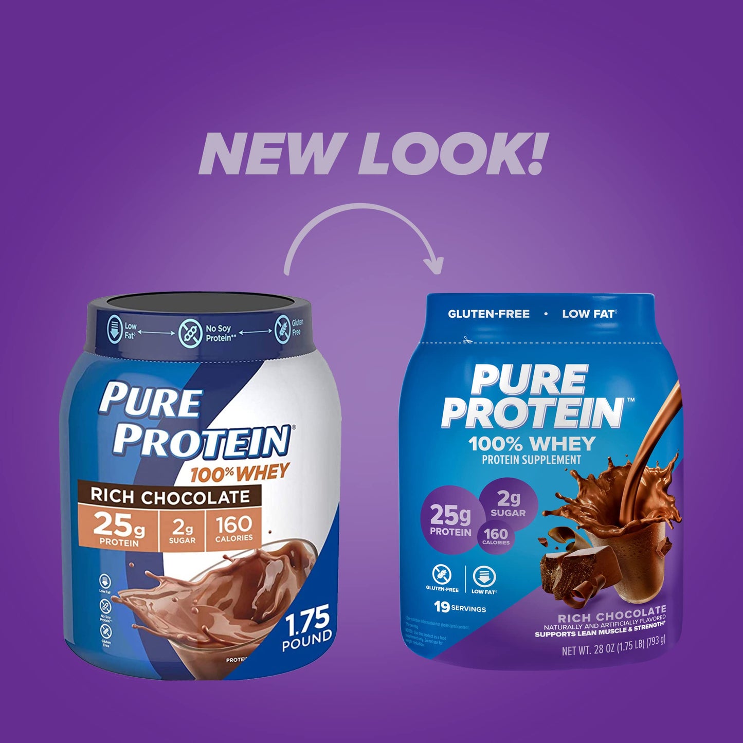 Pure Protein Powder, Whey, High Protein, Low Sugar, Gluten Free, Vanilla Cream, 1.75 lbs