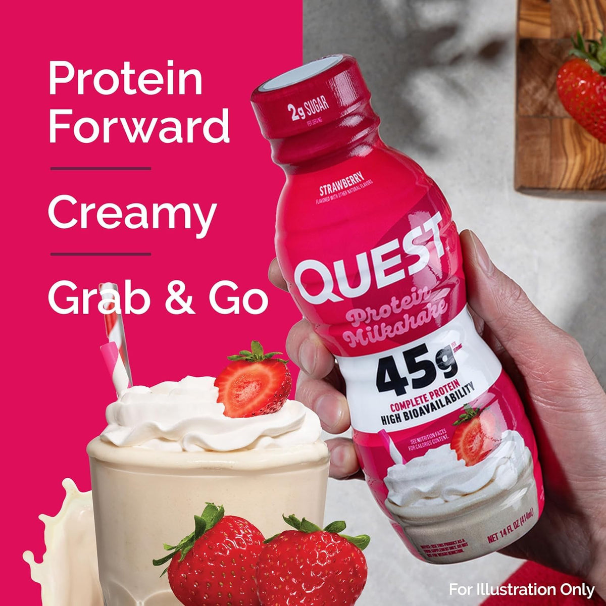Quest Nutrition Chocolate Protein Shake, 45g Protein, 2g Sugar, 4g Net Carbs, Ready to Drink, Gluten Free, 12 Count | 45g Complete Protein, Ready to Drink, 4g Net Carbs, Gluten Free, Ultrafiltered Nonfat Milk, High Protein, 14 Fl Oz Bottles