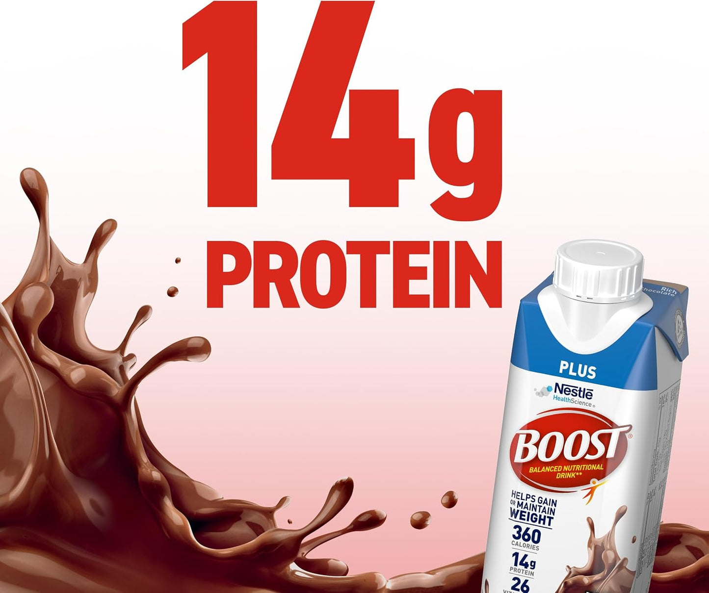 BOOST Plus Nutritional Drink, Rich Chocolate, 8 fl oz (Pack of 24) | Balanced, 8 FL OZ