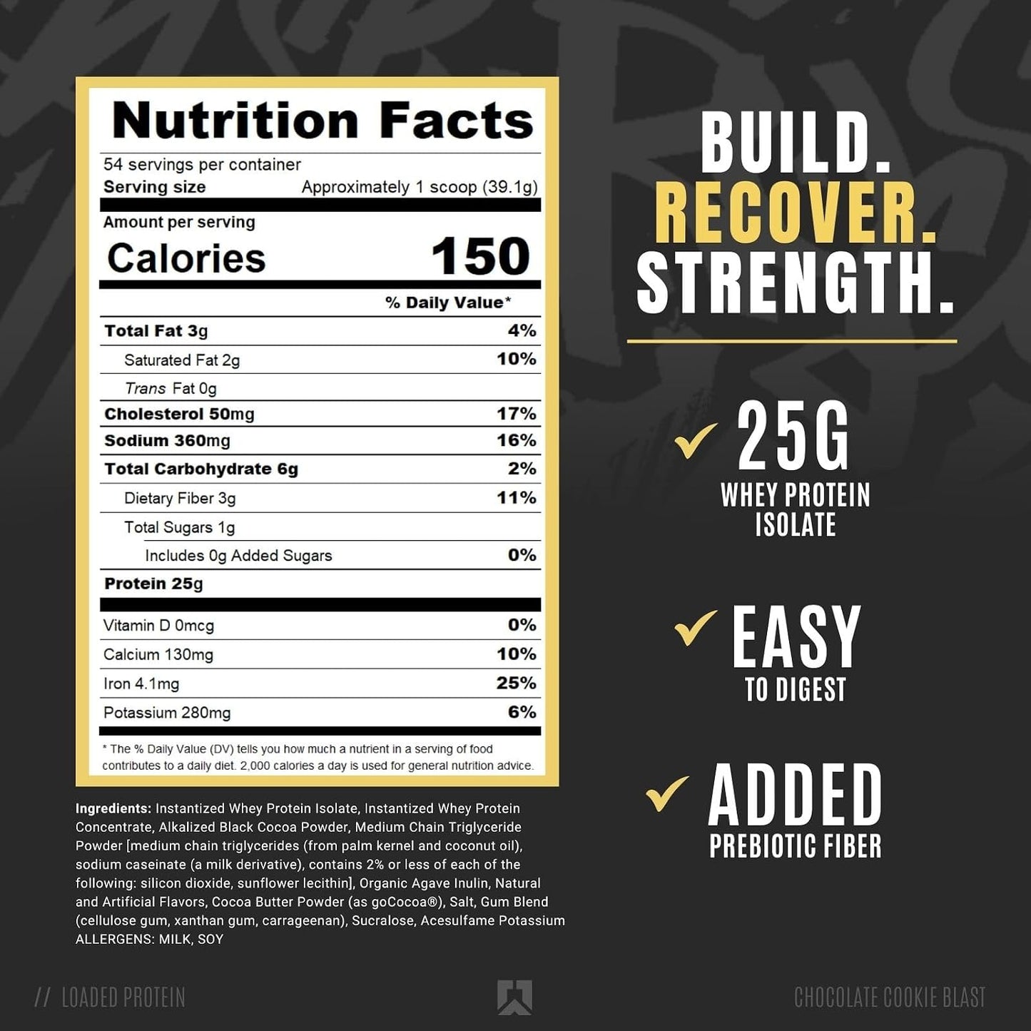 RYSE Loaded Protein Powder - Cinnamon Toast - 25g Whey Protein Isolate & Concentrate with Prebiotic Fiber & MCTs - Low Carb, Low Sugar, Digestive-Friendly - 20 Servings / 1.5 lb Tub
