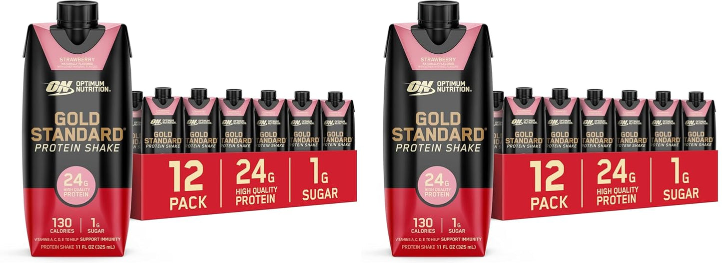 Optimum Nutrition Gold Standard Protein Shake, 24g Protein, Ready to Drink Protein Drinks, Chocolate, 11 Fl Oz, 12 Count (Pack of 1) (Packaging May Vary)