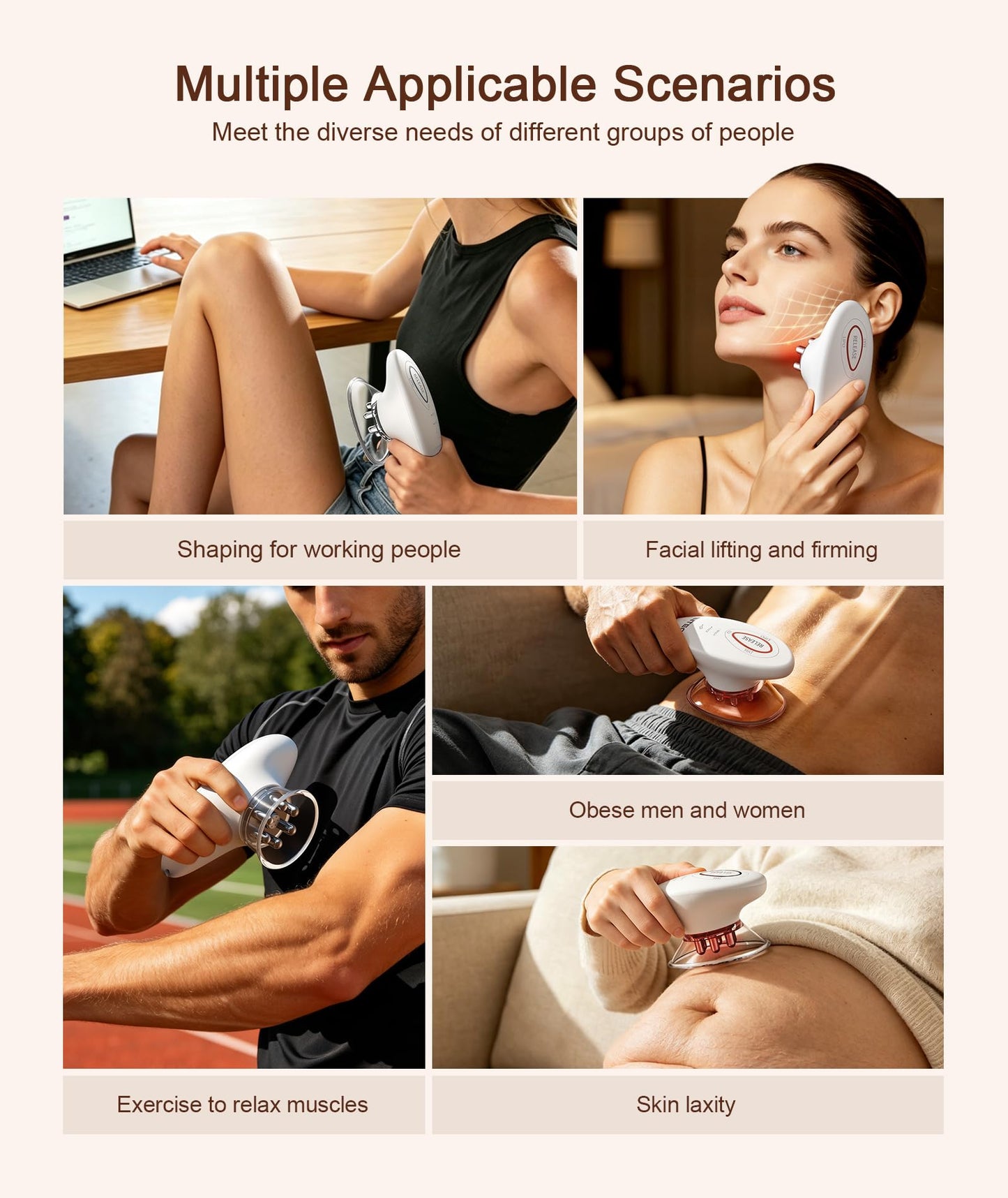INTEO 3 in 1 Face & Body Sculpting Machine – Rechargeable Beauty Device for Body Contouring, Cellulite Massager Tool with Red Light Therapy for Home Spa or Travel Self-Care