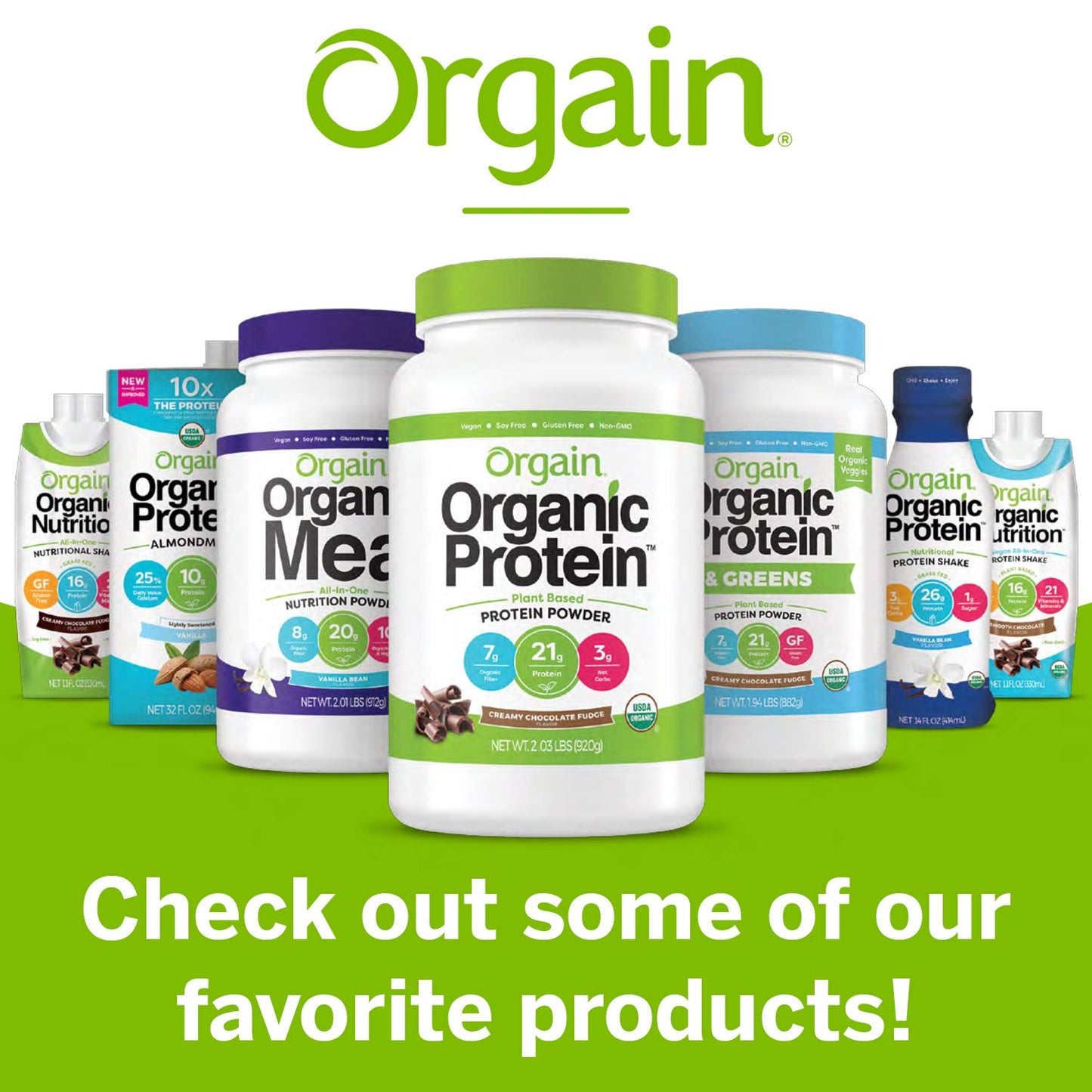 Orgain Organic Plant Based Protein Powder, Vanilla Bean - Vegan, Low Net Carbs, Non Dairy, Gluten Free, Lactose Free, No Sugar Added, Soy Free, Kosher, Non-GMO, 2.03 Pound