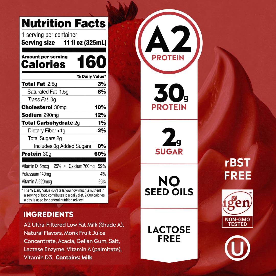 Pioneer Pastures High Protein A2 Milkshakes, Chocolate, 11oz, 12 Pack | A2 Protein Shake, 30g Protein, Ultra-Filtered, Lactose Free, 2g Sugar, No Seed Oils, No Artificial Sweeteners