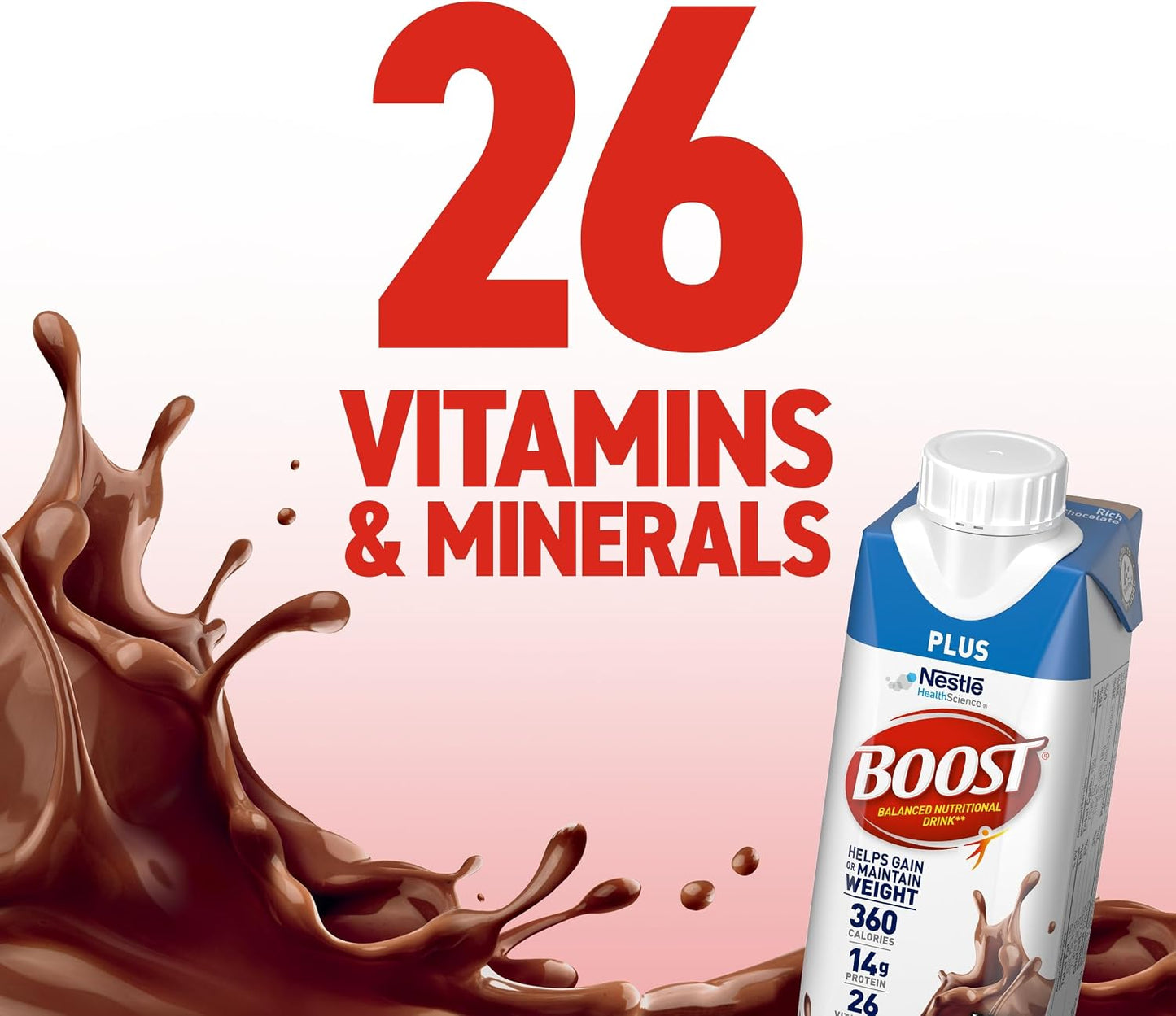 BOOST Plus Nutritional Drink, Rich Chocolate, 8 fl oz (Pack of 24) | Balanced, 8 FL OZ
