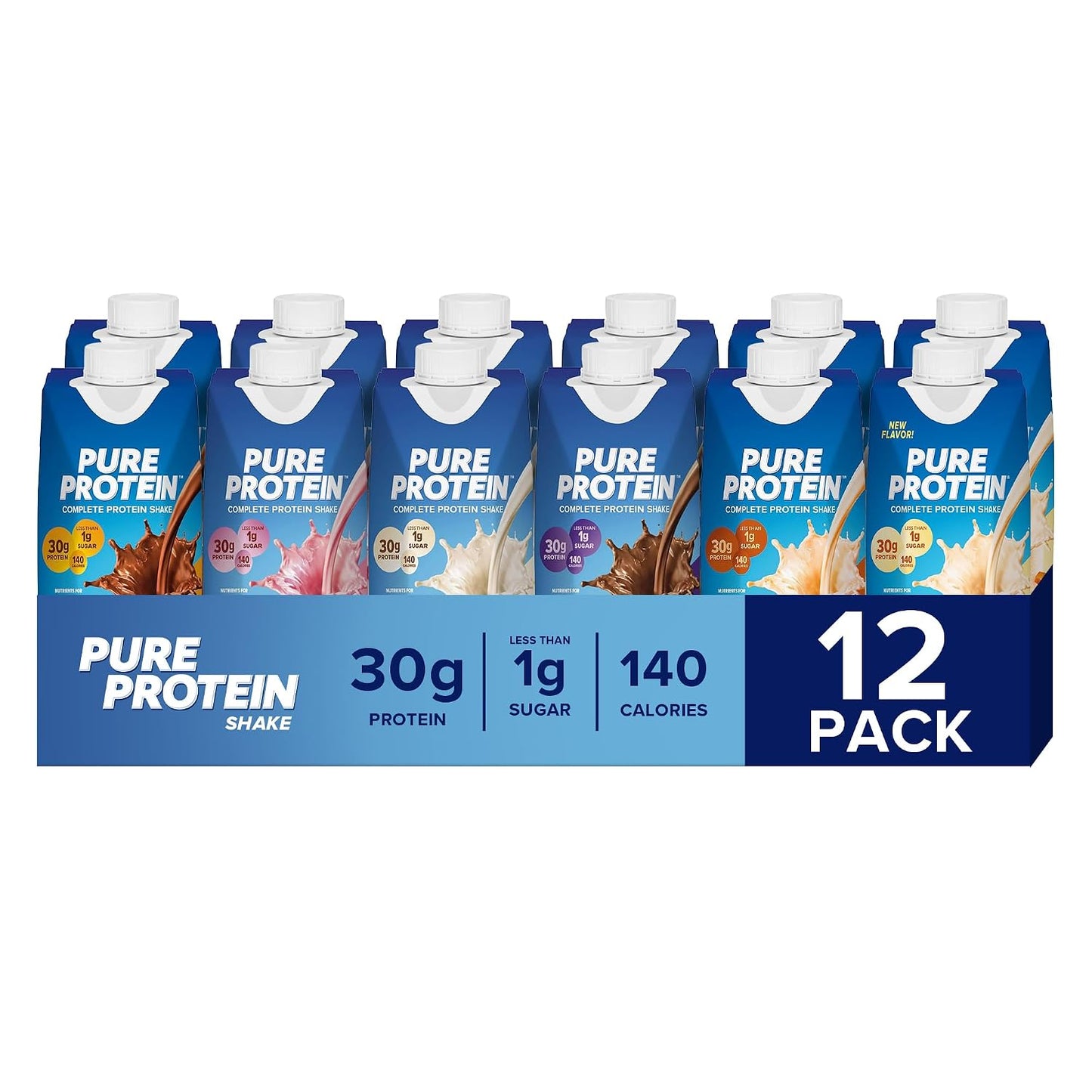 Pure Protein Chocolate Protein Shake, 30g Complete Protein, Ready to Drink and Keto-Friendly, Vitamins A, C, D, and E plus Zinc to Support Immune Health, 11oz Bottles, 12 Pack | Ready to Drink and Keto-Friendly, Vitamins A, C, D, and E plus Zinc to Suppor