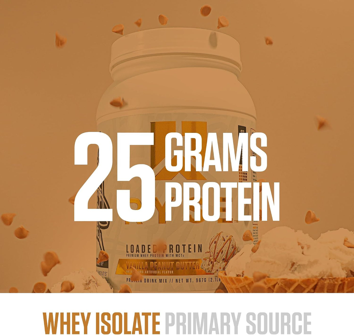 RYSE Loaded Protein Powder - Cinnamon Toast - 25g Whey Protein Isolate & Concentrate with Prebiotic Fiber & MCTs - Low Carb, Low Sugar, Digestive-Friendly - 20 Servings / 1.5 lb Tub