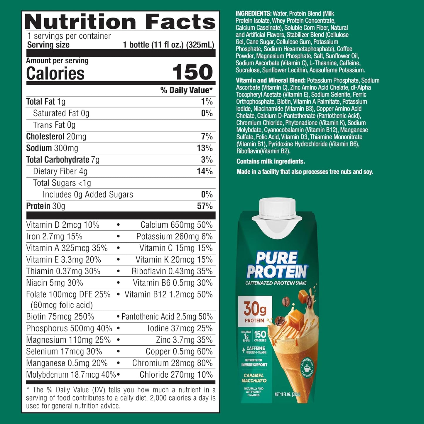 Pure Protein Chocolate Protein Shake, 30g Complete Protein, Ready to Drink and Keto-Friendly, Vitamins A, C, D, and E plus Zinc to Support Immune Health, 11oz Bottles, 12 Pack | Ready to Drink and Keto-Friendly, Vitamins A, C, D, and E plus Zinc to Suppor