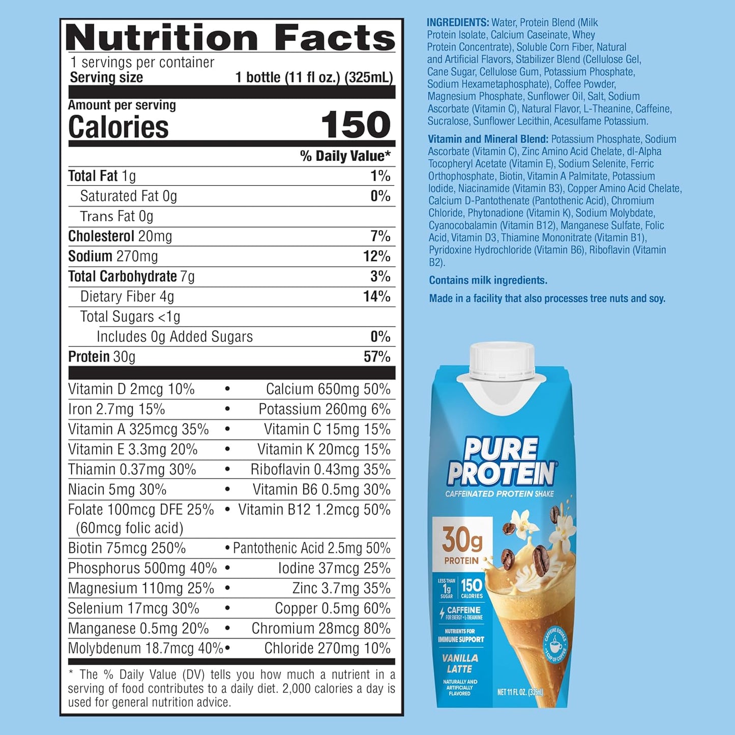 Pure Protein Chocolate Protein Shake, 30g Complete Protein, Ready to Drink and Keto-Friendly, Vitamins A, C, D, and E plus Zinc to Support Immune Health, 11oz Bottles, 12 Pack | Ready to Drink and Keto-Friendly, Vitamins A, C, D, and E plus Zinc to Suppor