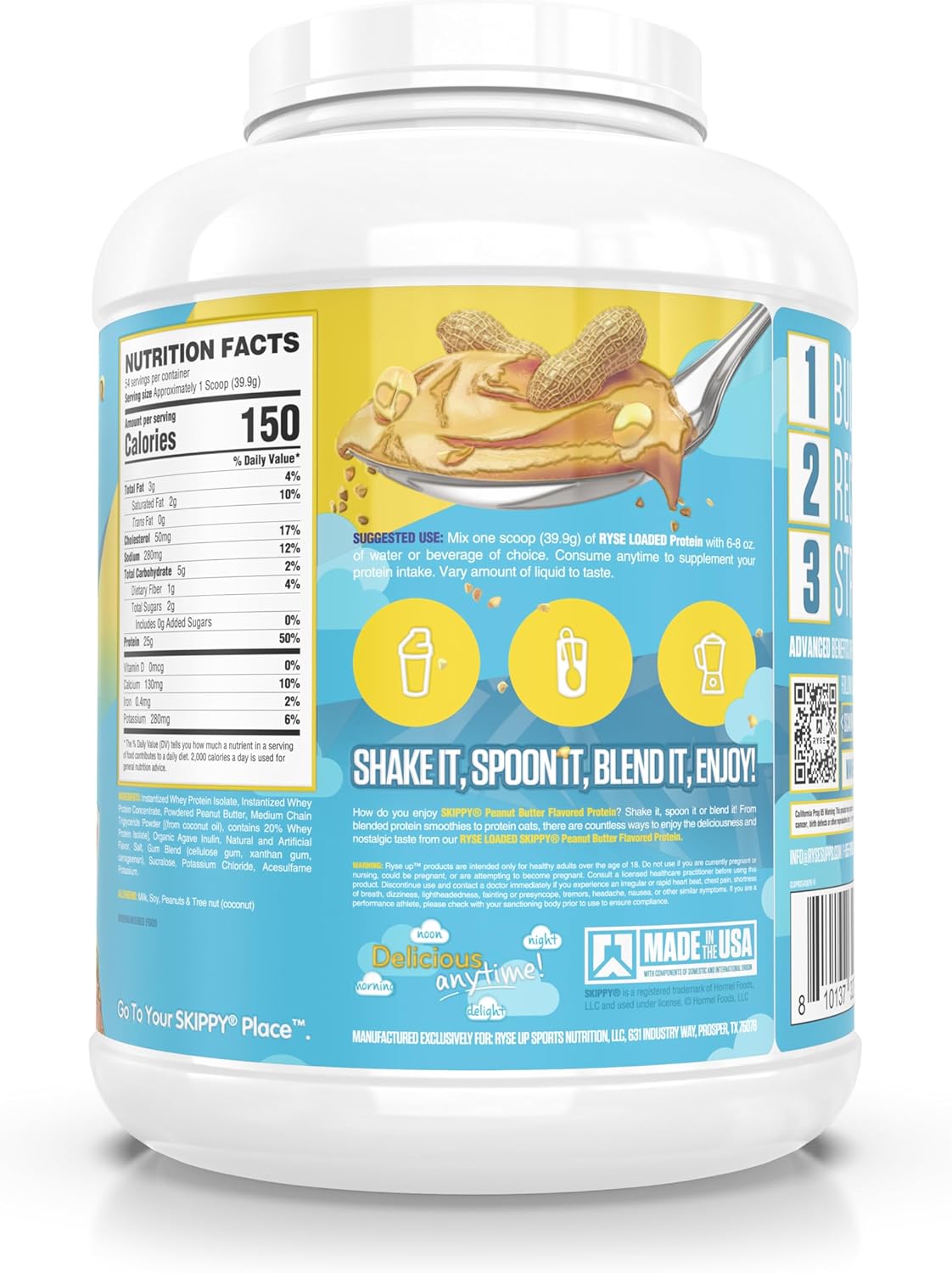 RYSE Loaded Protein Powder - Cinnamon Toast - 25g Whey Protein Isolate & Concentrate with Prebiotic Fiber & MCTs - Low Carb, Low Sugar, Digestive-Friendly - 20 Servings / 1.5 lb Tub