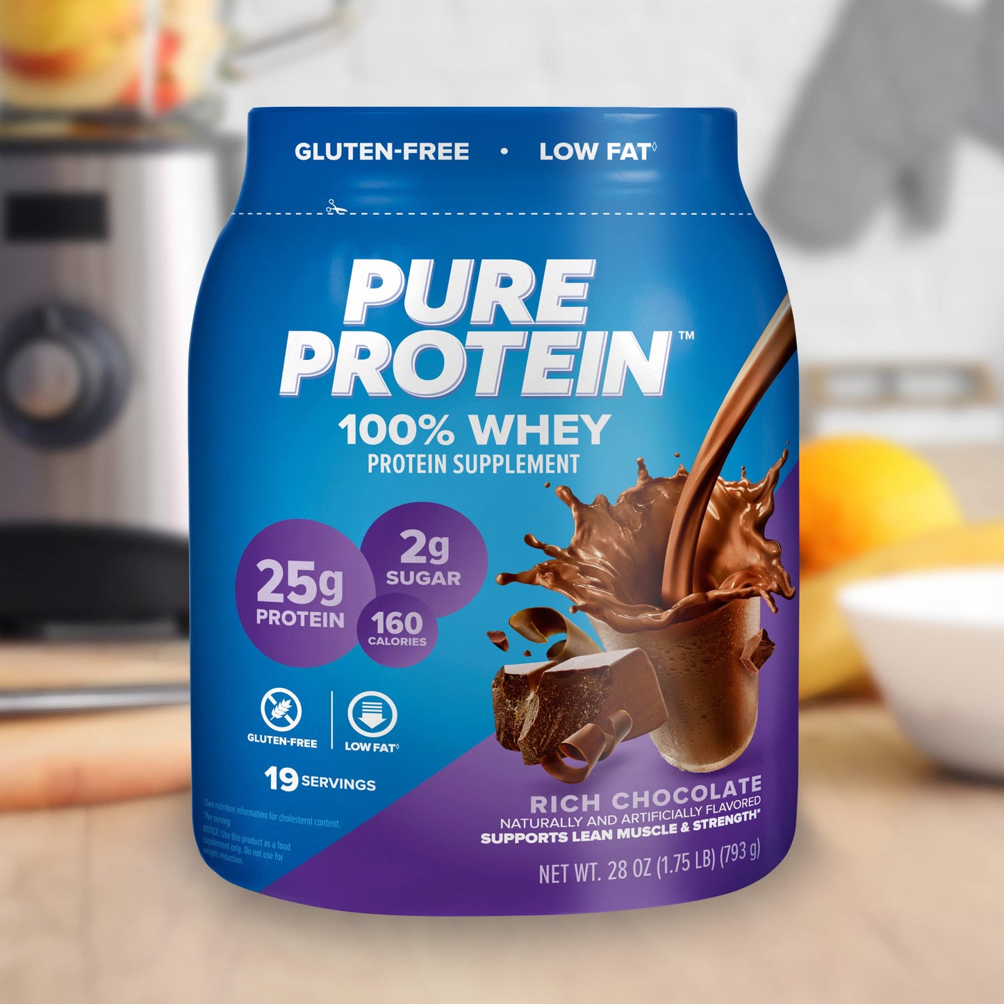 Pure Protein Powder, Whey, High Protein, Low Sugar, Gluten Free, Vanilla Cream, 1.75 lbs