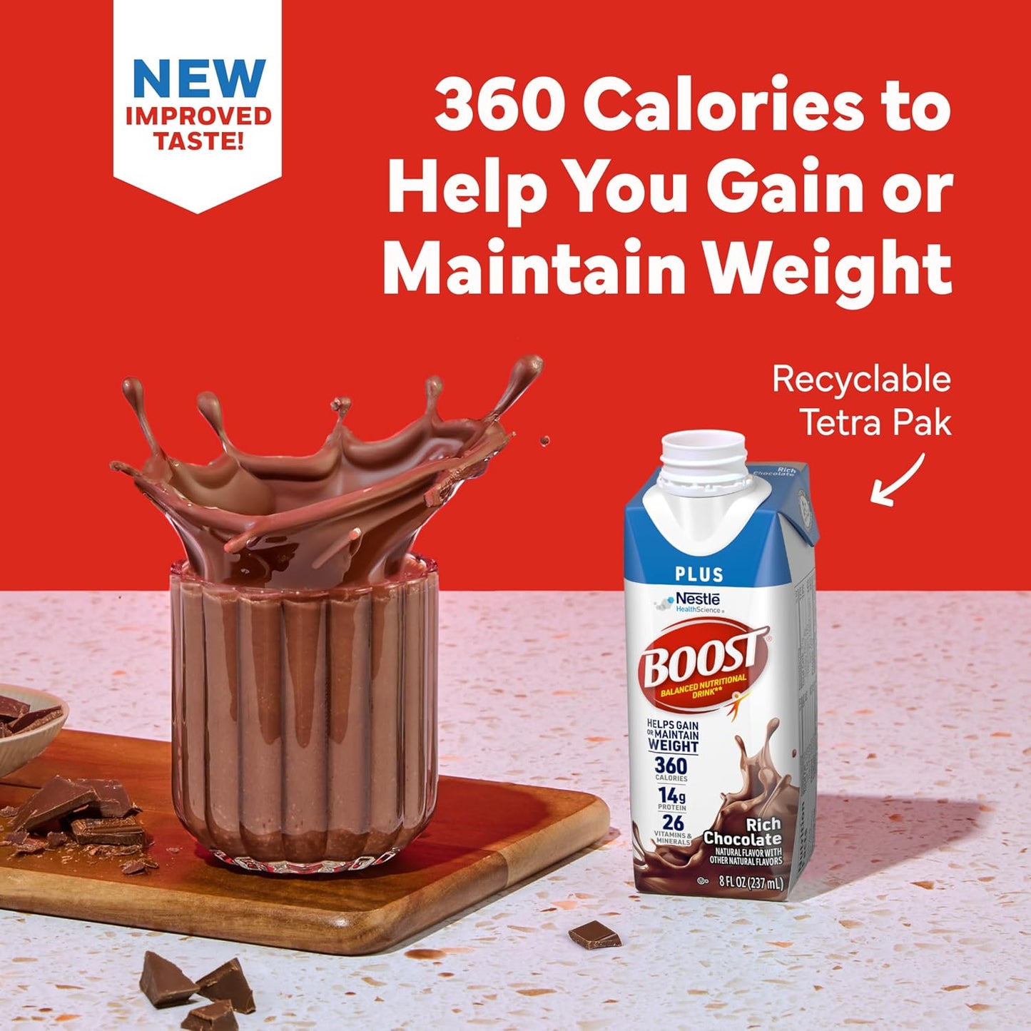 BOOST Plus Nutritional Drink, Rich Chocolate, 8 fl oz (Pack of 24) | Balanced, 8 FL OZ