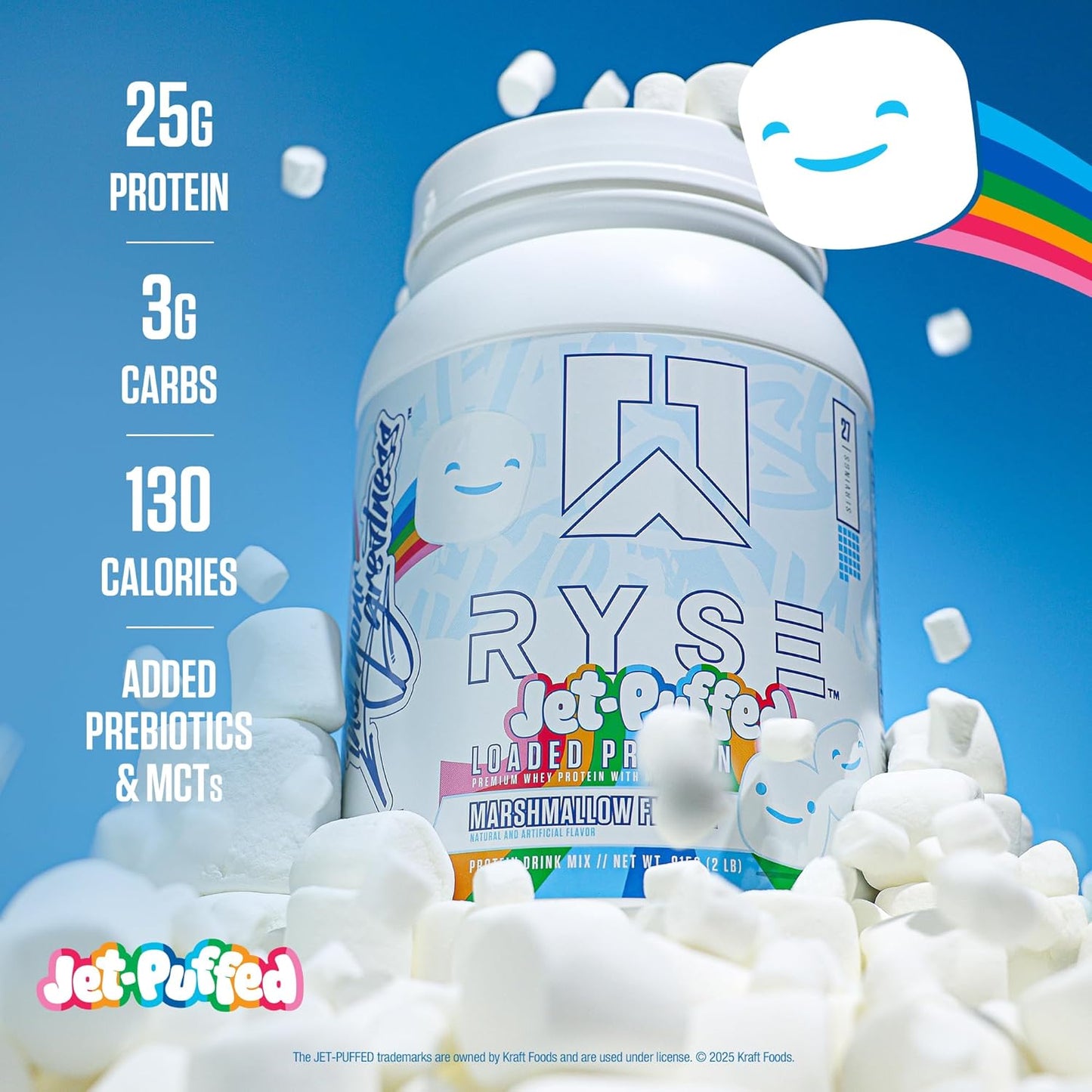 RYSE Loaded Protein Powder - Cinnamon Toast - 25g Whey Protein Isolate & Concentrate with Prebiotic Fiber & MCTs - Low Carb, Low Sugar, Digestive-Friendly - 20 Servings / 1.5 lb Tub