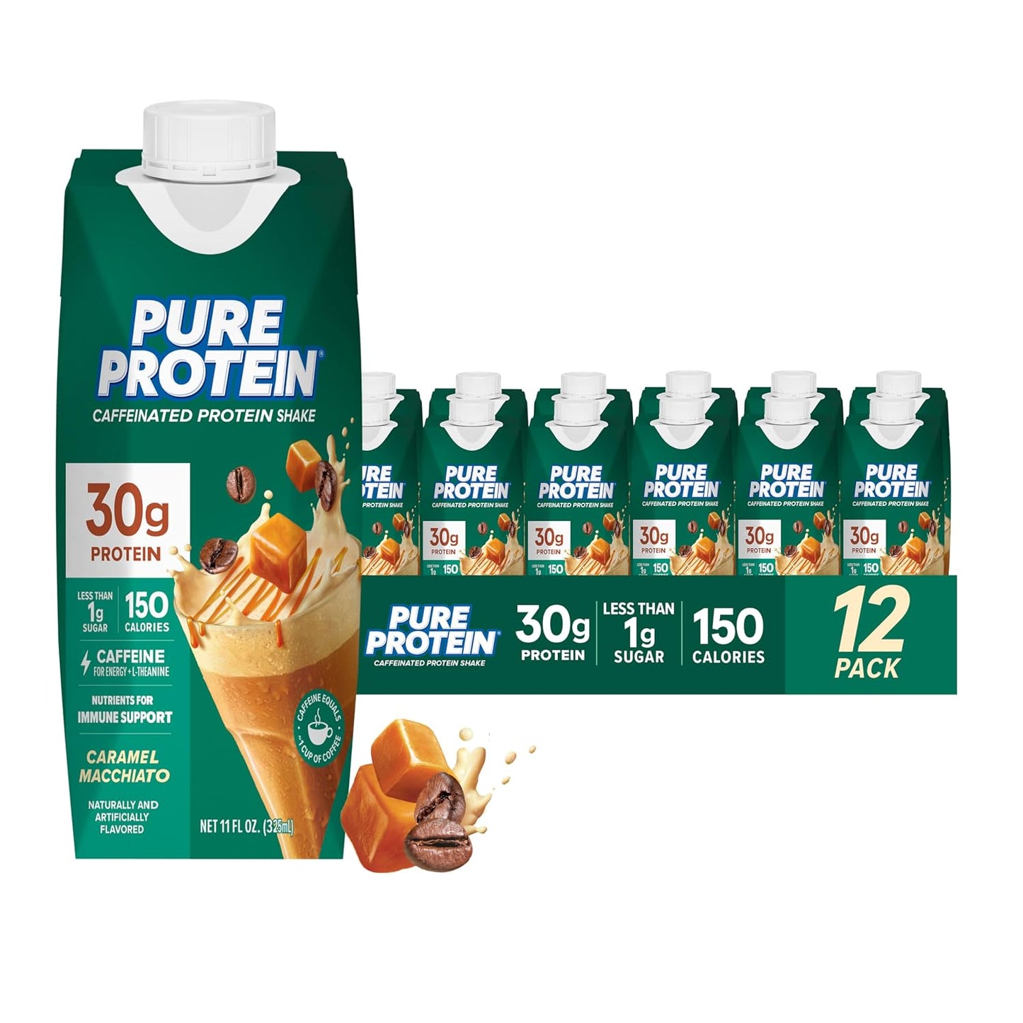 Pure Protein Chocolate Protein Shake, 30g Complete Protein, Ready to Drink and Keto-Friendly, Vitamins A, C, D, and E plus Zinc to Support Immune Health, 11oz Bottles, 12 Pack | Ready to Drink and Keto-Friendly, Vitamins A, C, D, and E plus Zinc to Suppor