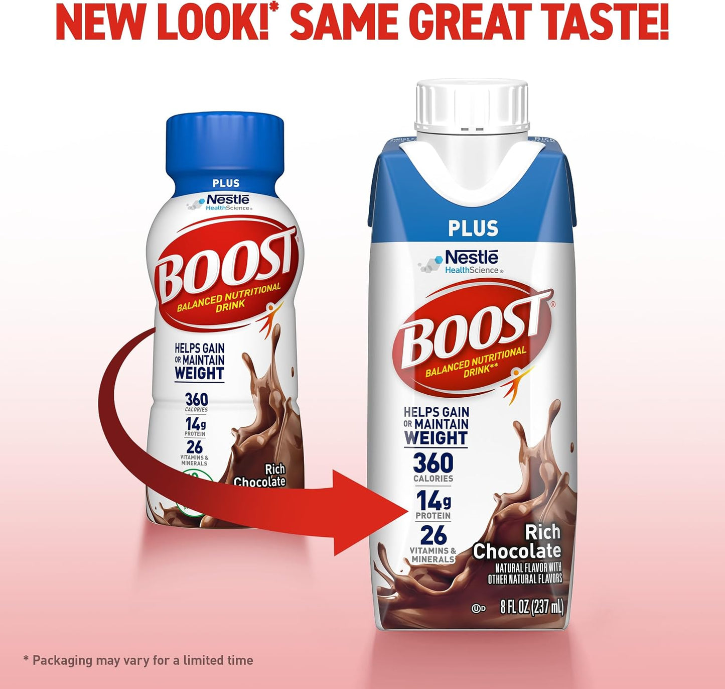BOOST Plus Nutritional Drink, Rich Chocolate, 8 fl oz (Pack of 24) | Balanced, 8 FL OZ