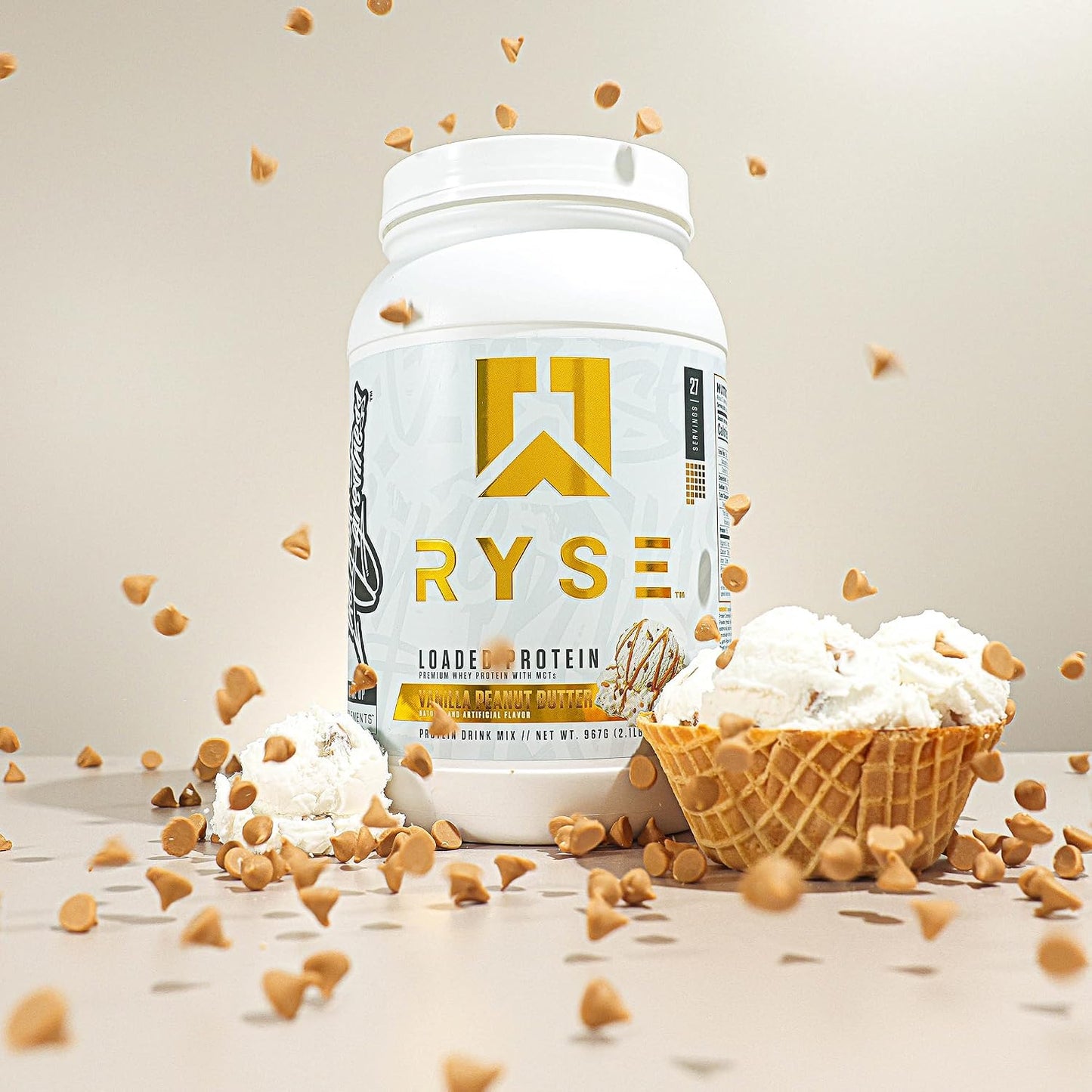 RYSE Loaded Protein Powder - Cinnamon Toast - 25g Whey Protein Isolate & Concentrate with Prebiotic Fiber & MCTs - Low Carb, Low Sugar, Digestive-Friendly - 20 Servings / 1.5 lb Tub