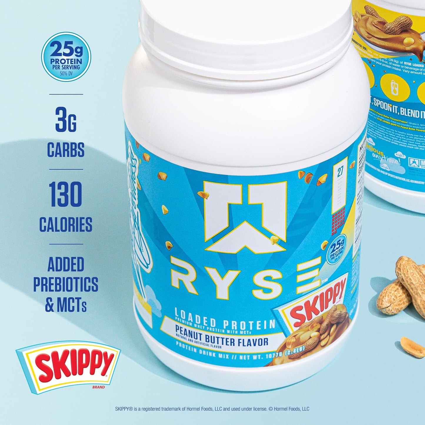 RYSE Loaded Protein Powder - Cinnamon Toast - 25g Whey Protein Isolate & Concentrate with Prebiotic Fiber & MCTs - Low Carb, Low Sugar, Digestive-Friendly - 20 Servings / 1.5 lb Tub