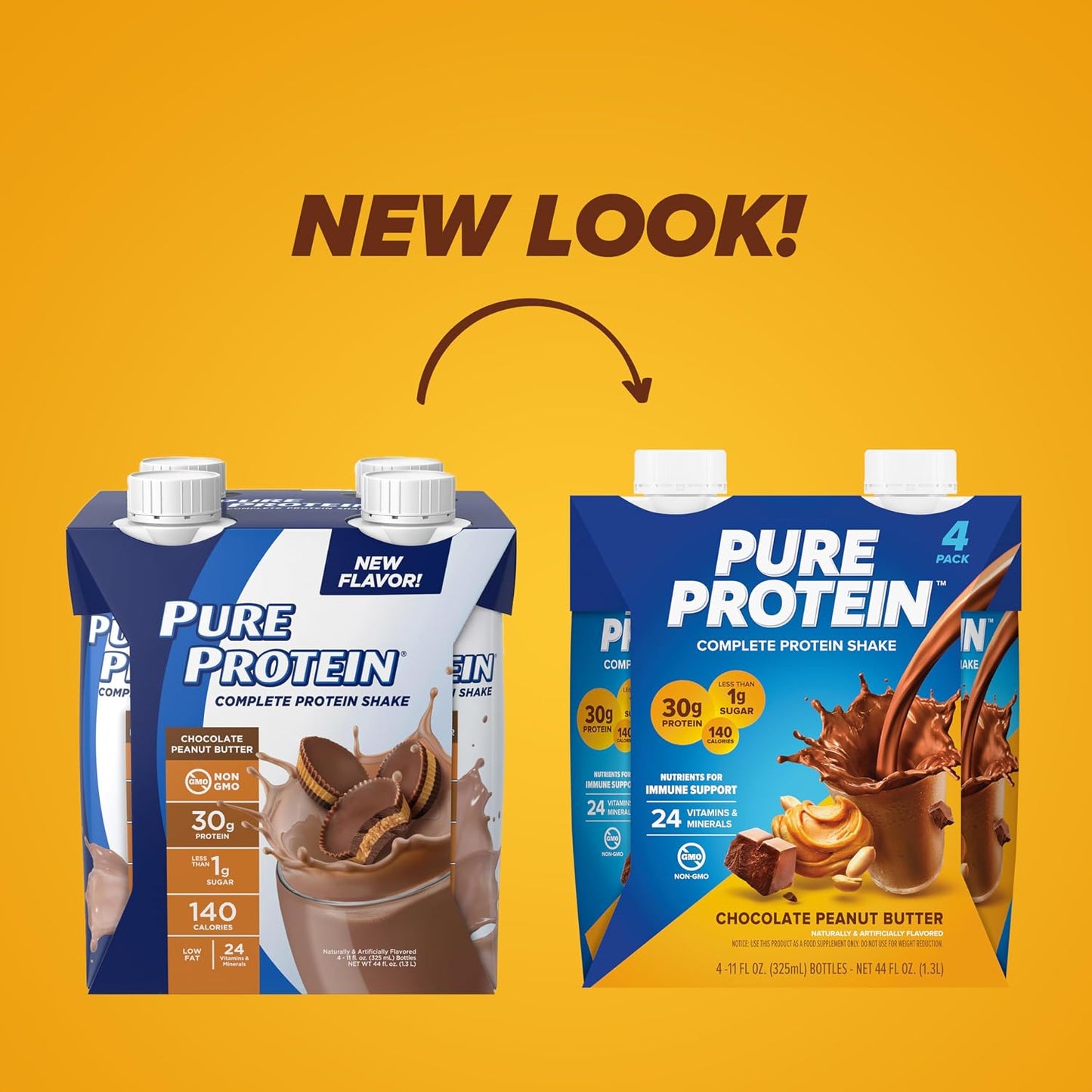 Pure Protein Chocolate Protein Shake, 30g Complete Protein, Ready to Drink and Keto-Friendly, Vitamins A, C, D, and E plus Zinc to Support Immune Health, 11oz Bottles, 12 Pack | Ready to Drink and Keto-Friendly, Vitamins A, C, D, and E plus Zinc to Suppor