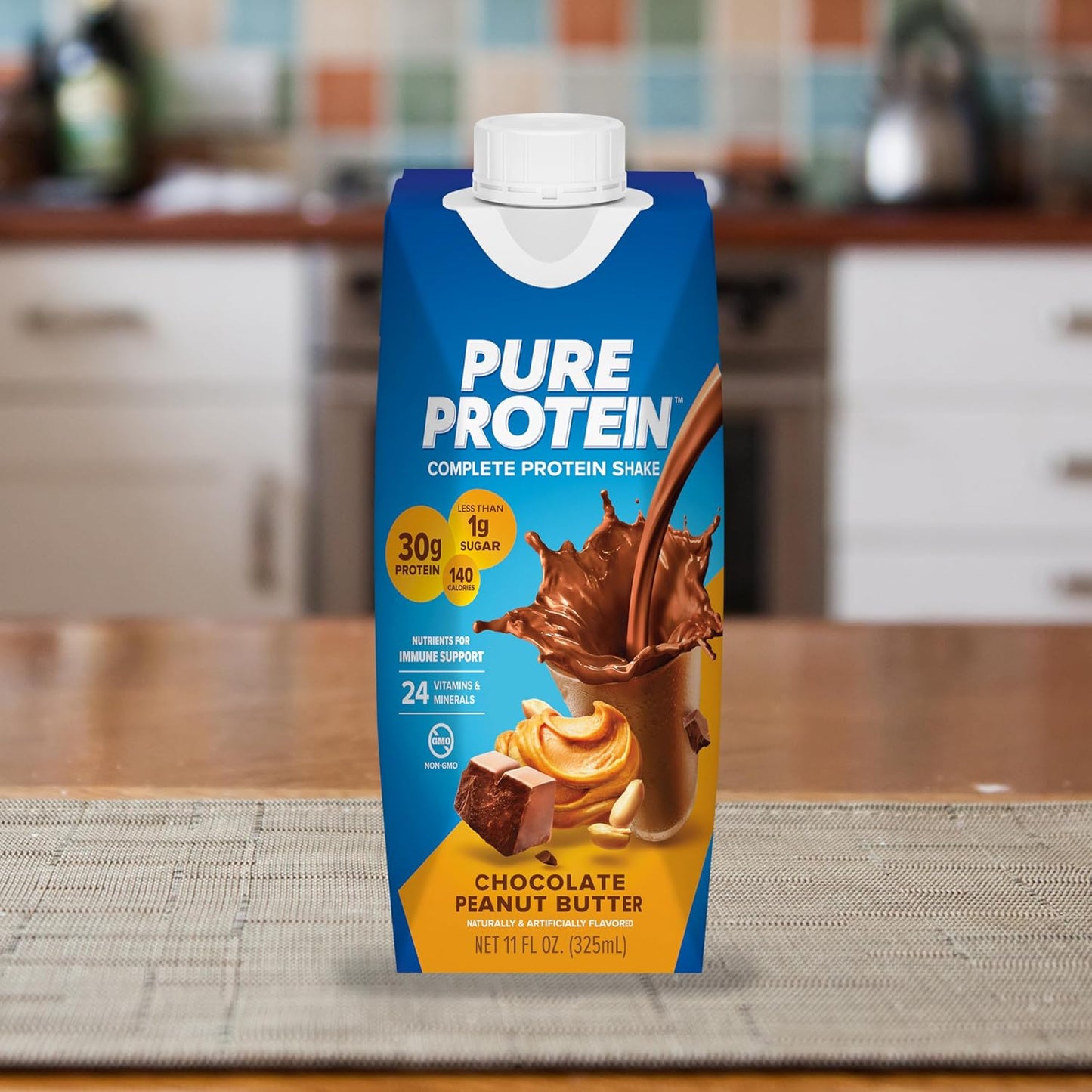 Pure Protein Chocolate Protein Shake, 30g Complete Protein, Ready to Drink and Keto-Friendly, Vitamins A, C, D, and E plus Zinc to Support Immune Health, 11oz Bottles, 12 Pack | Ready to Drink and Keto-Friendly, Vitamins A, C, D, and E plus Zinc to Suppor
