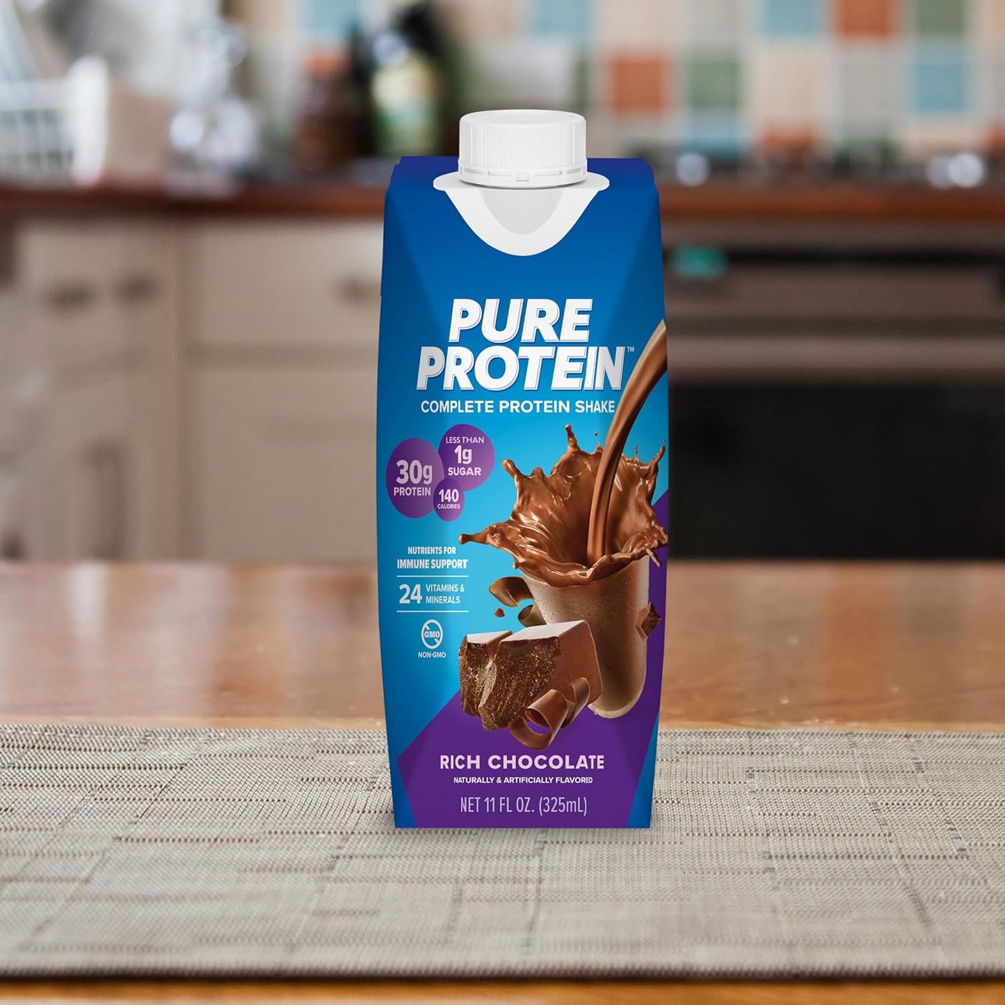 Pure Protein Chocolate Protein Shake, 30g Complete Protein, Ready to Drink and Keto-Friendly, Vitamins A, C, D, and E plus Zinc to Support Immune Health, 11oz Bottles, 12 Pack | Ready to Drink and Keto-Friendly, Vitamins A, C, D, and E plus Zinc to Suppor