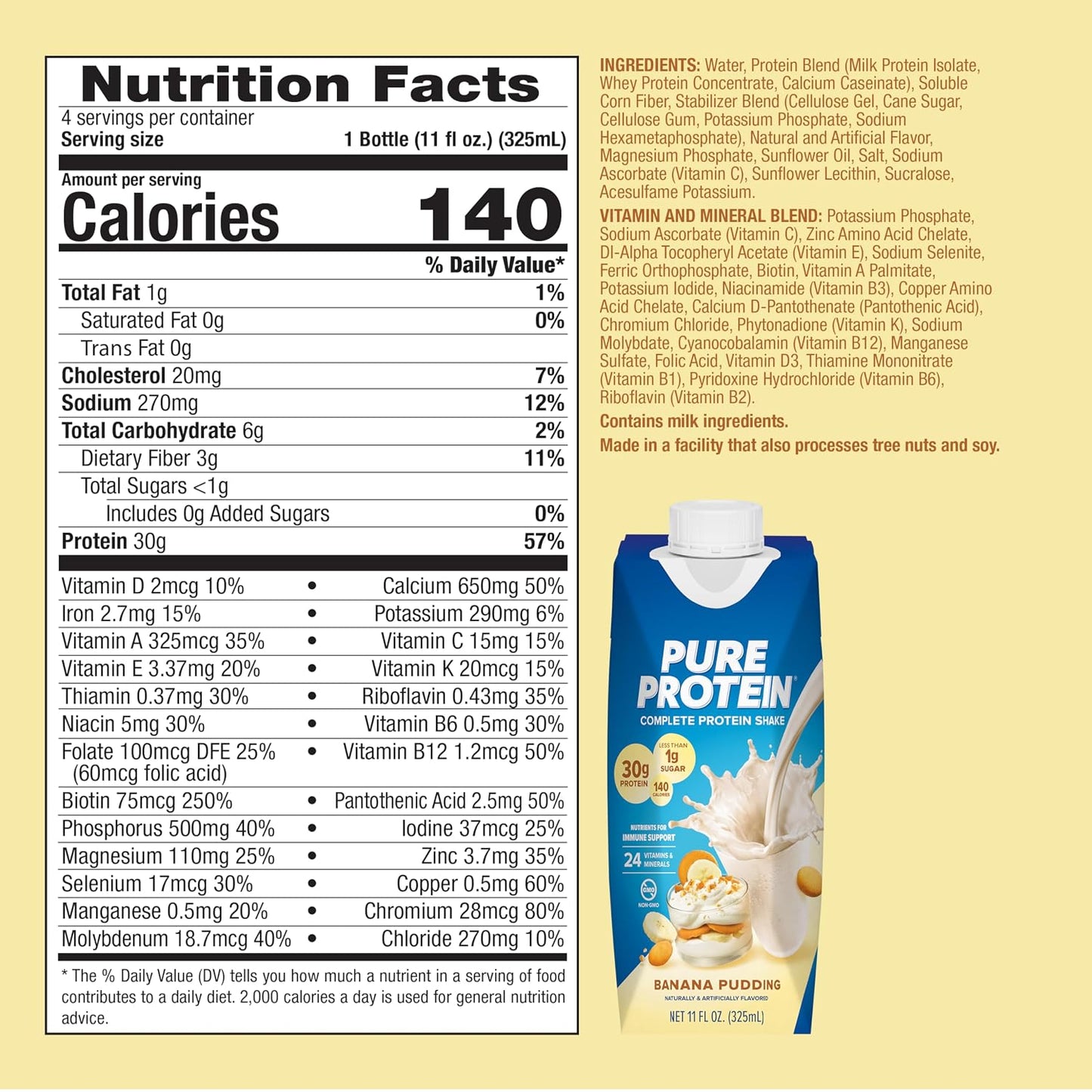 Pure Protein Chocolate Protein Shake, 30g Complete Protein, Ready to Drink and Keto-Friendly, Vitamins A, C, D, and E plus Zinc to Support Immune Health, 11oz Bottles, 12 Pack | Ready to Drink and Keto-Friendly, Vitamins A, C, D, and E plus Zinc to Suppor