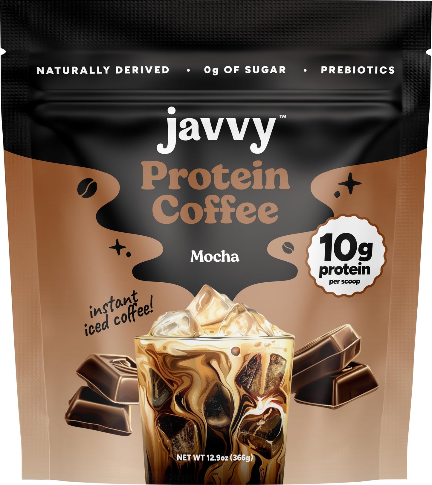 Javvy Protein Iced Coffee - Premium Whey Protein & Iced Coffees, 100% Natural Cold Brew, Zero Artificial Flavors & Sweeteners, 80mg Caffeine, No Added Sugar, 20 Servings, Caramel, 1 Pack