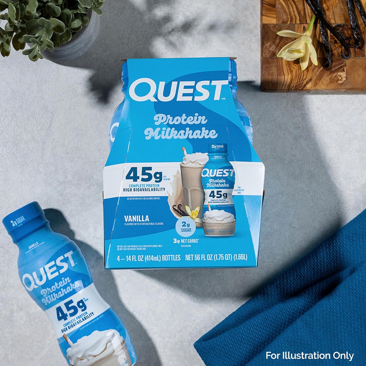 Quest Nutrition Chocolate Protein Shake, 45g Protein, 2g Sugar, 4g Net Carbs, Ready to Drink, Gluten Free, 12 Count | 45g Complete Protein, Ready to Drink, 4g Net Carbs, Gluten Free, Ultrafiltered Nonfat Milk, High Protein, 14 Fl Oz Bottles