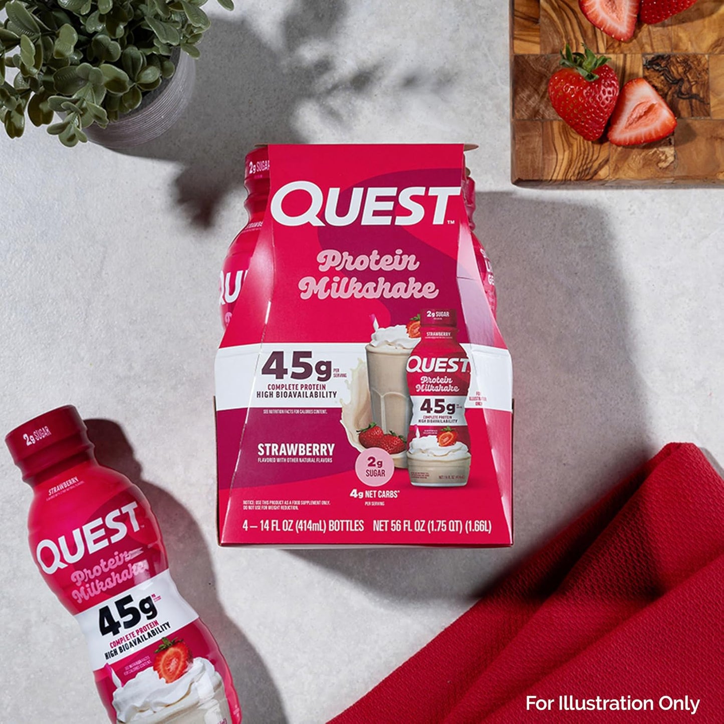 Quest Nutrition Chocolate Protein Shake, 45g Protein, 2g Sugar, 4g Net Carbs, Ready to Drink, Gluten Free, 12 Count | 45g Complete Protein, Ready to Drink, 4g Net Carbs, Gluten Free, Ultrafiltered Nonfat Milk, High Protein, 14 Fl Oz Bottles