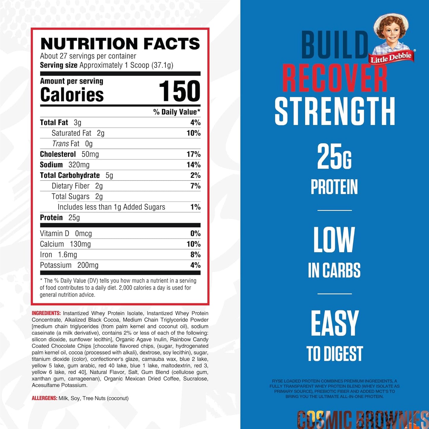 RYSE Loaded Protein Powder - Cinnamon Toast - 25g Whey Protein Isolate & Concentrate with Prebiotic Fiber & MCTs - Low Carb, Low Sugar, Digestive-Friendly - 20 Servings / 1.5 lb Tub